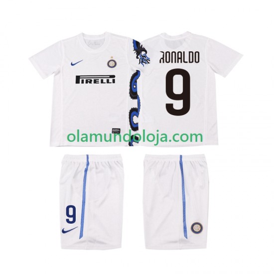 Camisola Inter de Milão Ronaldo 9 Retro Criança Equipamento Segundo 2011 2010 Manga Curta